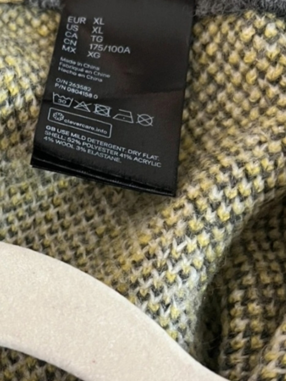 H&M Argyle Cowl Neck Sweater And Matching Skirt in Gray, Cream & Yellow - Picture 7 of 7